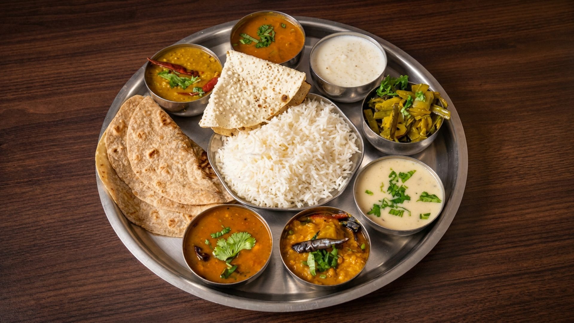 A full menu — from thali to sweets
